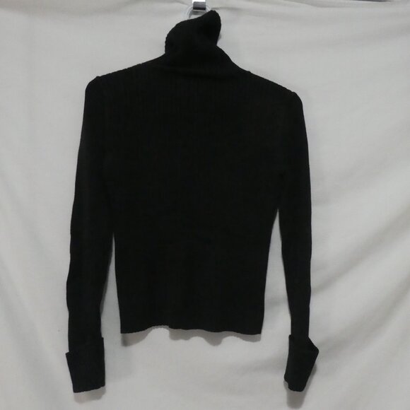 DKNY JEANS | small | Black Ribbed Bold Logo Front Turtelneck Sweater - Picture 3 of 16